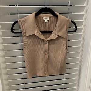 Le Lis Beige Ribbed Knit Top